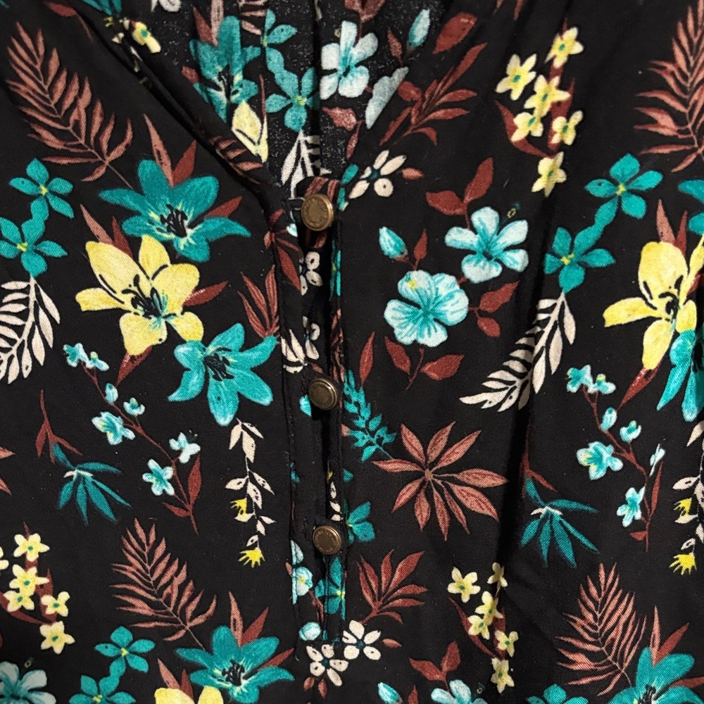 Sonoma Black Floral V-Neck Tank with Teal & Yellow Accents - Picture 4 of 6